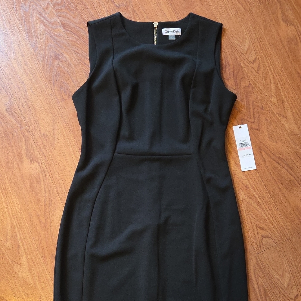 NWT Calvin Klein Black Sleeveless Midi Sheath Dress SIZE 10